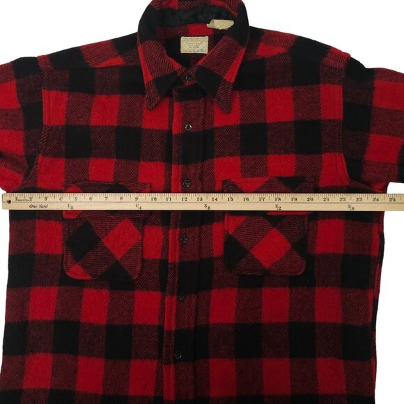 Towncraft Buffalo Plaid Shacket READ Shirt Jacket Mens L Vintage 80s Wool Blend - Picture 8 of 16